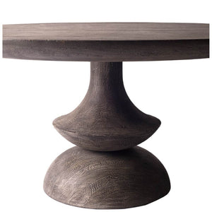 Mercana Crossman Solid Mango Wood Dining Table with Sculptural Pedestal Base for Elegant Gatherings 60" Dk Brown/Gray Wood Top | Dk Brown/Gray Wood Top 67119-AB