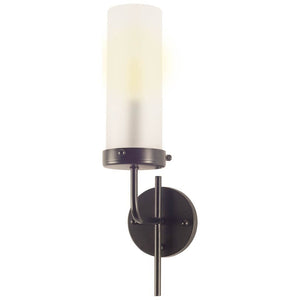 Mercana Bougeoir I I 8x20 Gray Metal Cylindrical Glass Shade Wall Sconce  67135