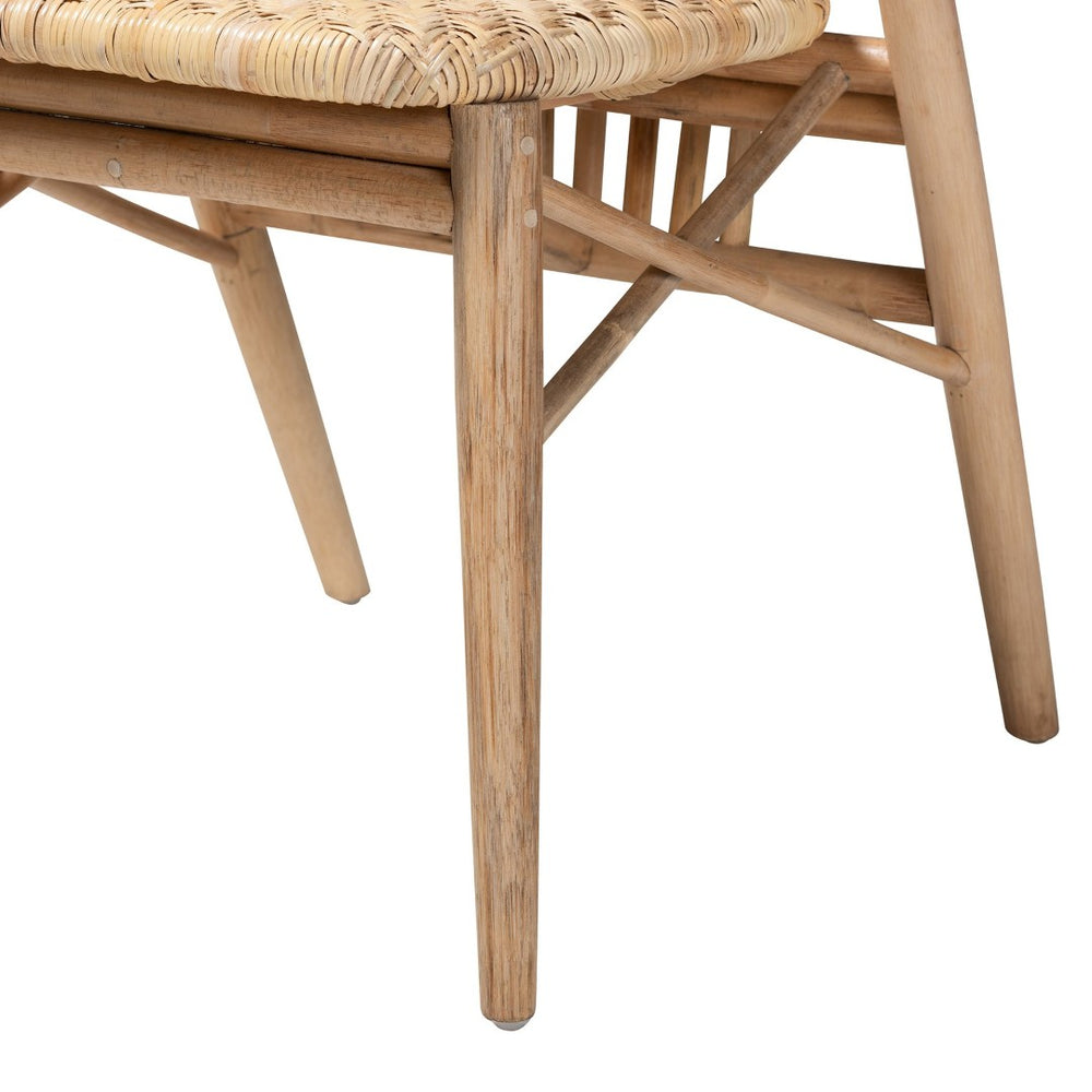 English Elm Mid-century Modern Solid Wood Woven Rattan Dining Chair for Organic Warm Interiors B2750P420363