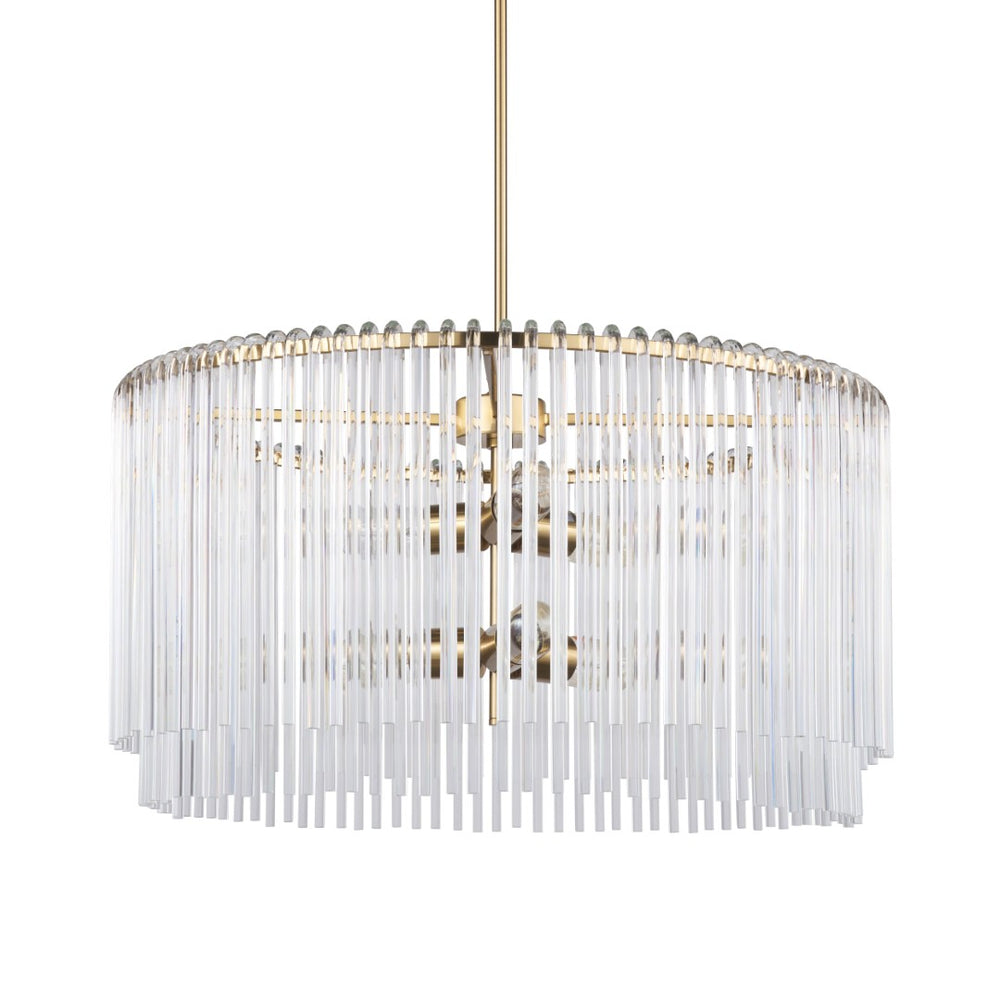 Mercana Elsa Clear Glass Chandelier with Six Bulbs - Luxurious Drum Design for Modern Elegance and Glamour 67139