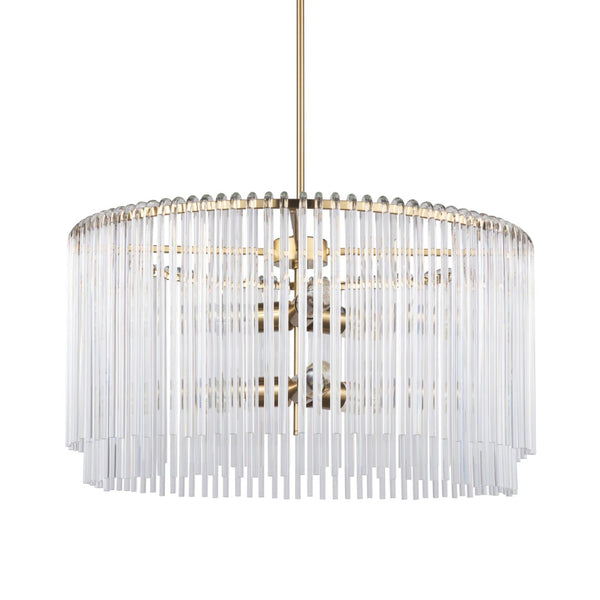 Mercana Elsa Clear Glass Chandelier with Six Bulbs - Luxurious Drum Design for Modern Elegance and Glamour 67139