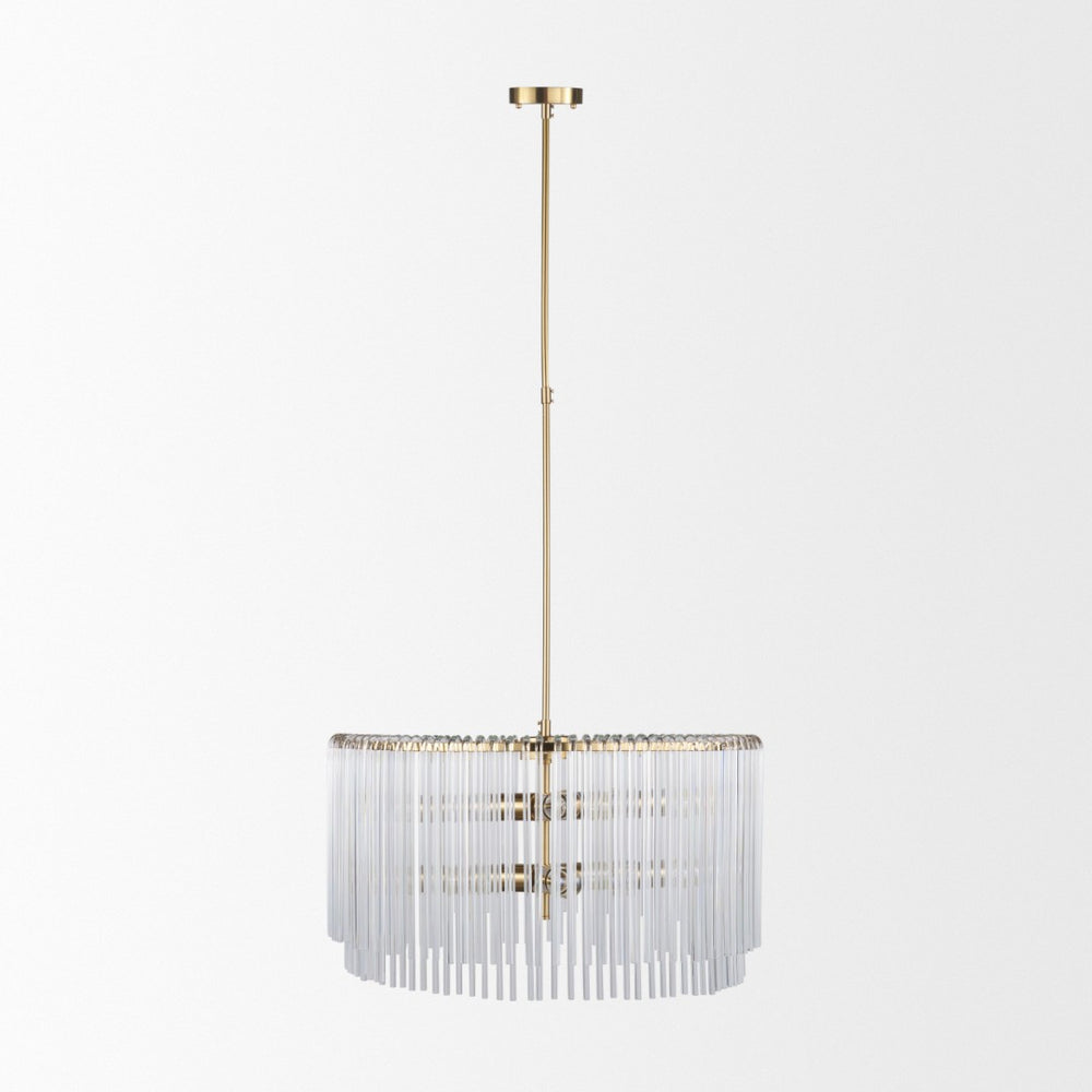 Mercana Elsa Clear Glass Chandelier with Six Bulbs - Luxurious Drum Design for Modern Elegance and Glamour 67139