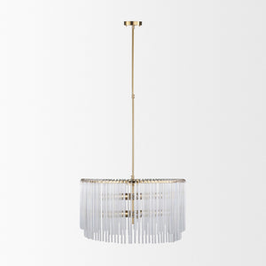 Mercana Elsa Clear Glass Chandelier with Six Bulbs - Luxurious Drum Design for Modern Elegance and Glamour 67139