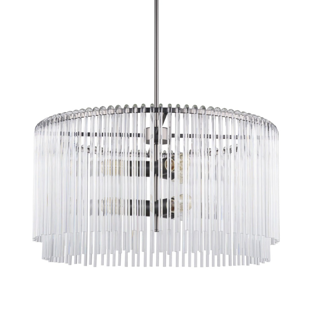 Mercana Anna Dramatic Six-Bulb Chandelier with Gun-Metal Frame & Clear Rods for Modern Glam Interiors 67140