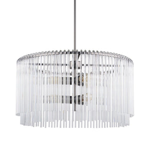 Mercana Anna Dramatic Six-Bulb Chandelier with Gun-Metal Frame & Clear Rods for Modern Glam Interiors 67140