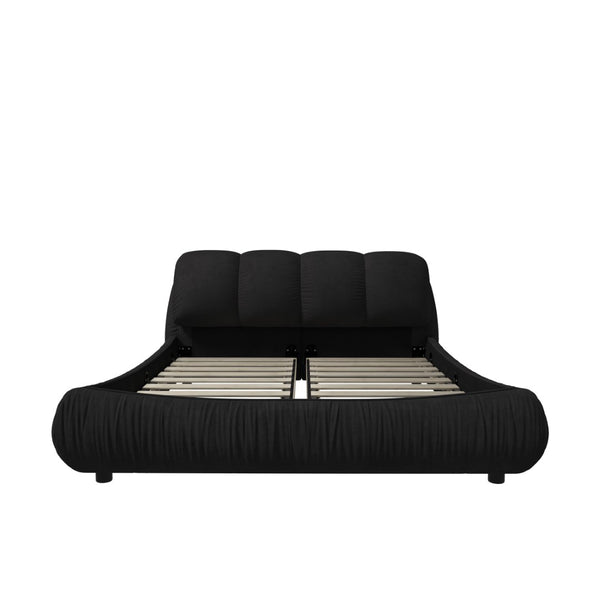 English Elm Queen Size Luxury Upholstered Platform Bed With Padded Backrest & Solid Wood Frame For Comfort W1885S00024-GIGA