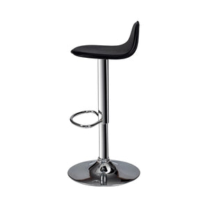 English Elm Adjustable Black PU Bar Stools Set of 2 – Chrome Base, Footrest, Height Adjustable Contemporary Seating SR011552