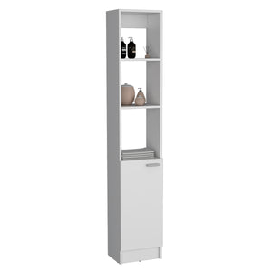 English Elm Linen tall storage cabinet with single door and 6 adjustable shelves, sleek handle and modern finish White 46 L x 18.8 W x 5.11 H B097P199753