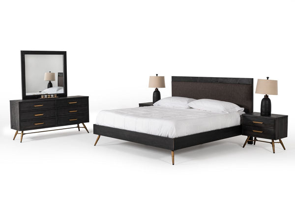 VIG Furniture Eastern King Nova Domus Tabitha Modern Dark Brown Recycled Pine Bed VGWH180430-BED-EK