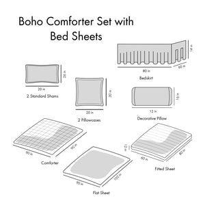 English Elm Queen Intelligent Design Loretta Boho Comforter Set with Sheets, Navy Purple Medallion, OEKO-TEX Certified Quality B03595856