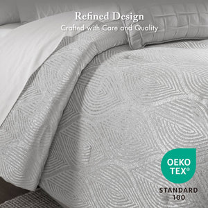 English Elm 10-piece California King Velvet Jacquard Comforter Set Layered Bedding with Microfiber Shams Grey B035P482945