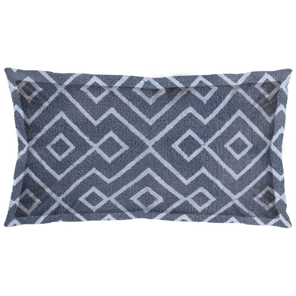 Mercana Boswell Embroidered Pillow Cover - Reversible Diamond Design for Stylish Home Decor Upgrade Blue Fabric | 13x21 67350