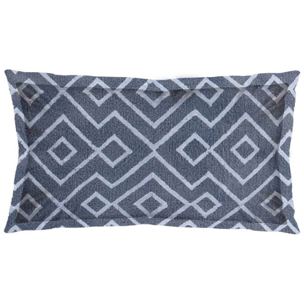 Mercana Boswell Embroidered Pillow Cover - Reversible Diamond Design for Stylish Home Decor Upgrade Blue Fabric | 14x26 67349