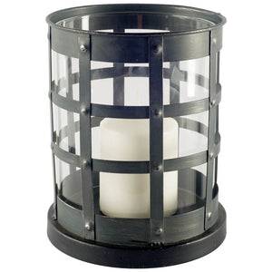 Mercana Oliver Black Metal/Glass Caged Table Candle Holder  67190