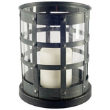 Oliver Black Metal/Glass Caged Table Candle Holder