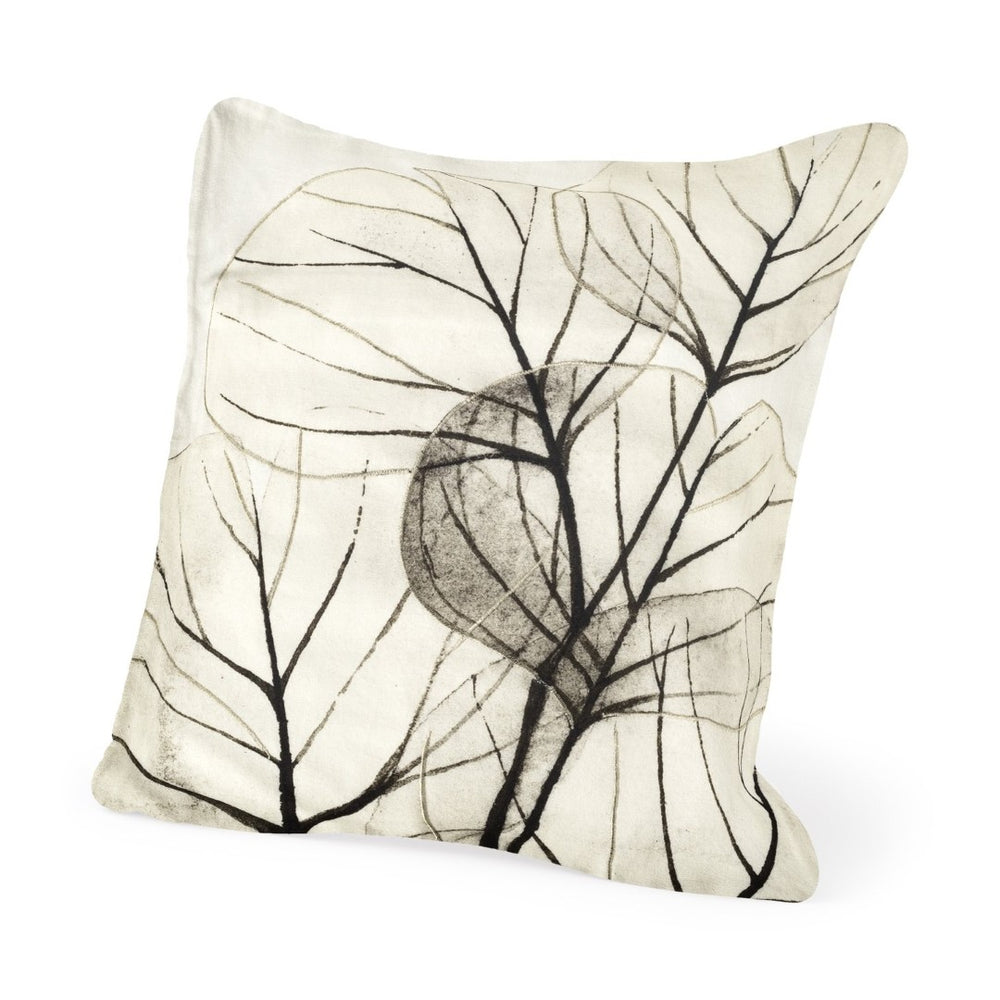 Mercana Edge of Twilight Embroidered Leaf Pattern Decorative Pillow Cover for Timeless Rustic Elegance 67329