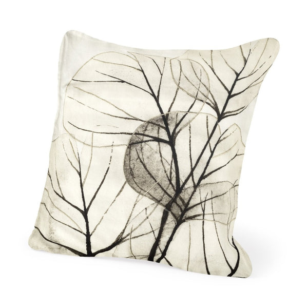 Mercana Edge of Twilight Embroidered Leaf Pattern Decorative Pillow Cover for Timeless Rustic Elegance 67329