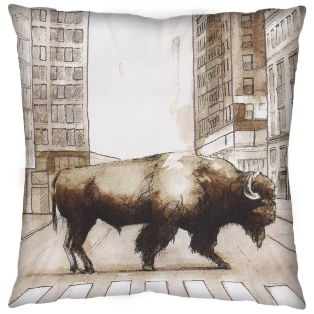 Mercana Northstreet Decorative Pillow Cover with Rustic Urban Charm for Modern Farmhouse and Lodge Decor Brown Fabric | Moose | 18x18 67328