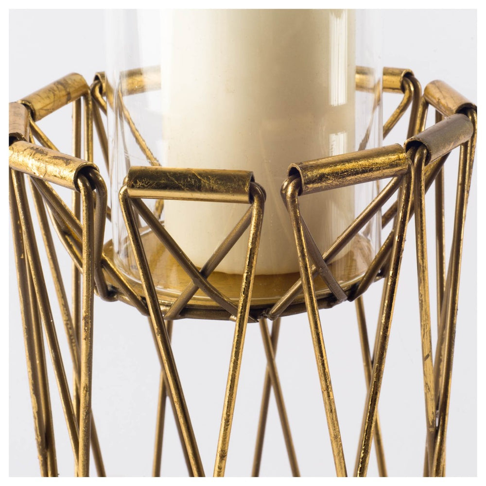 Mercana Othello I Elegant Antiqued Candle Holder — Art Deco Inspired Décor for Modern & Vintage Styles Brass Metal | 10H 67186
