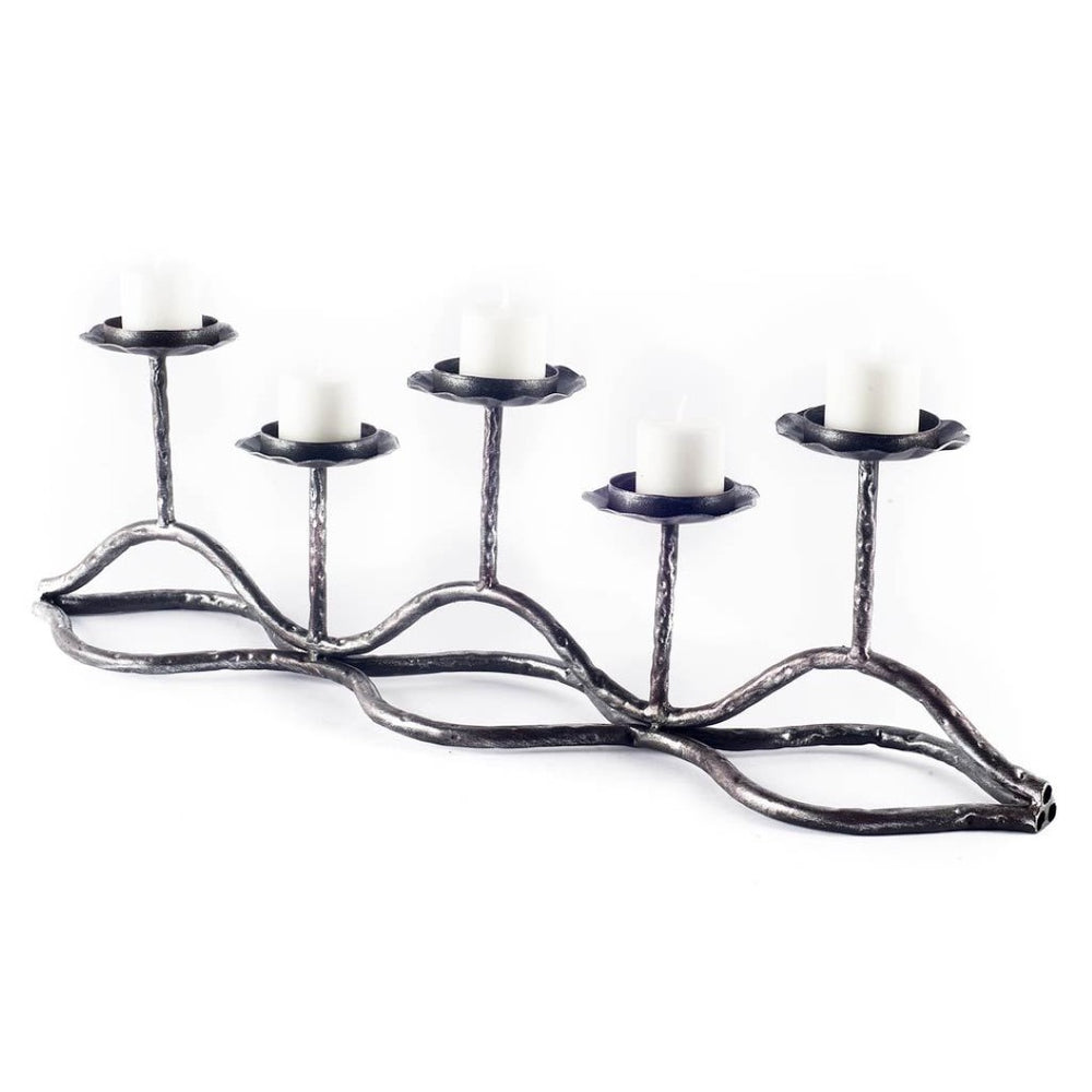 Mercana Orville Five-Tealight Candle Holder - Stylish Industrial Pipe Design for Modern Home Decor Showcase 67188