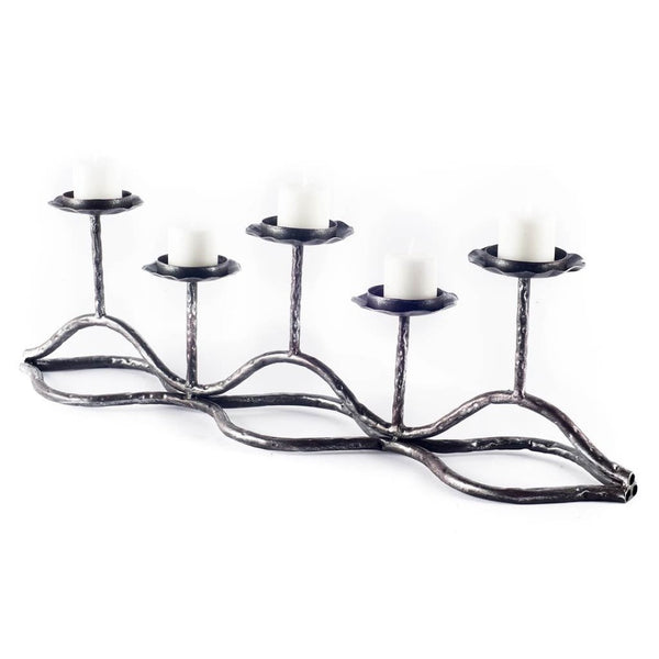 Mercana Orville Five-Tealight Candle Holder - Stylish Industrial Pipe Design for Modern Home Decor Showcase 67188