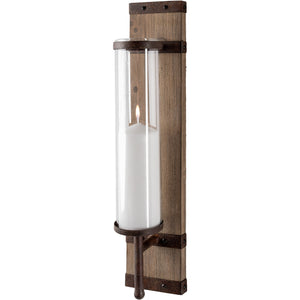 Mercana Lars 23.8"H Wood with Metal Accent Wall Candle Holder 67241