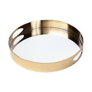 Mercana Serkis 15L x 15W Gold Metal Mirrored Base Round Tray  67242