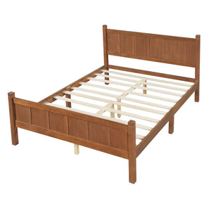 English Elm Twin Platform Bed Vertical Slat Headboard Farmhouse Shaker Wood Grain Finish Bedroom Walnut N733P422479D