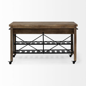 Mercana Stuart Versatile Rolling Kitchen Island with Solid Wood Top and Two-Tier Storage for Modern Spaces 67103