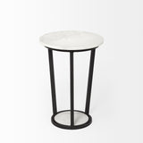 Mercana Bombola I (Small) 15L x 15W White Round Marble Top W/Black Metal Frame Accent Table  67038