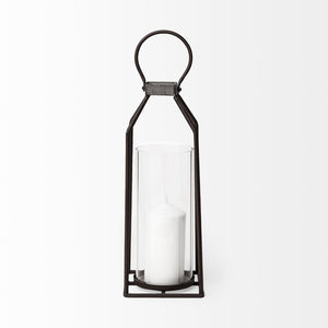 Mercana Kingston Candle Holder - Rustic Metal Frame with Clear Glass for Timeless Farmhouse Elegance 67243