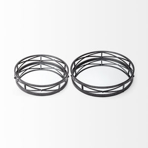 Mercana Piers Elegant Round Metal Trays with Mirrored Base for Stylish Home Décor and Organization Solutions 67237