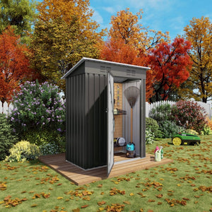 English Elm 5x3 Ft Galvanized Steel Outdoor Storage Shed with Peaked Roof and Lockable Door W3213P309351