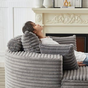 English Elm 55''l 55'l Corduroy Sleeper Chair Fully Assembled Cloud Cushion Lounge Seat for Bedroom W834P221035