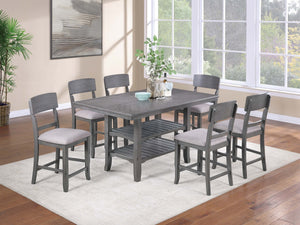 English Elm Contemporary 7-Piece Counter-Height Dining Set With Stylish Storage & 6 Comfortable High Chairs B011S01877