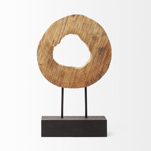 Mercana Ironwood Accent Piece - Unique Indian Mango Wood Sculpture on Sleek Black Base for Stylish Decor 67283