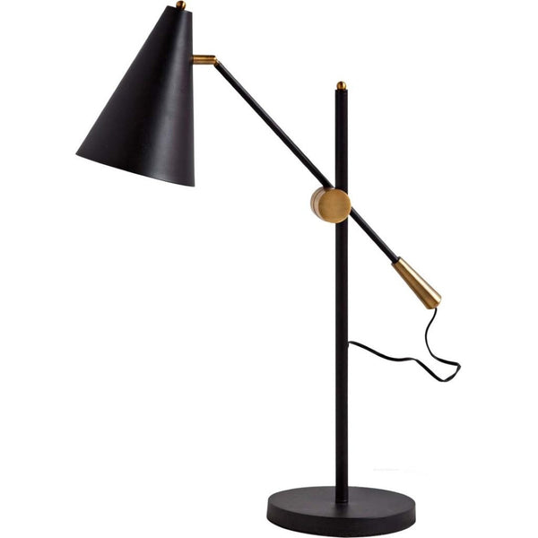Mercana Fragon I Adjustable Cone Shade Table Lamp - Industrial Elegance for Modern Homes & Offices Black Metal 65226