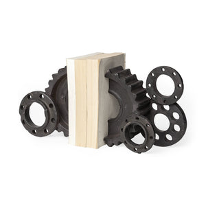 Mercana Cogsworth Industrial Gear Bookends Set of 2 - Stylish Support for Books & Decor, Ready to Display 67648