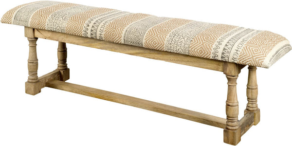 Mercana Greenfield 59" Upholstered Wood Frame Accent Bench with Jute Cushion for Stylish Home Decor 67487