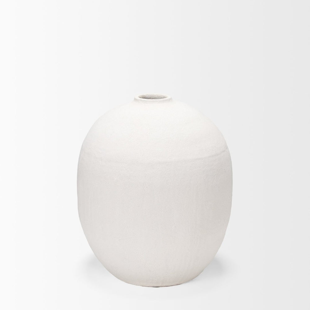 Mercana Karakum Elegant Textured Ceramic Vase - Sculptural Design for Modern and Boho Home Decor Styles White Ceramic | 23H 67678