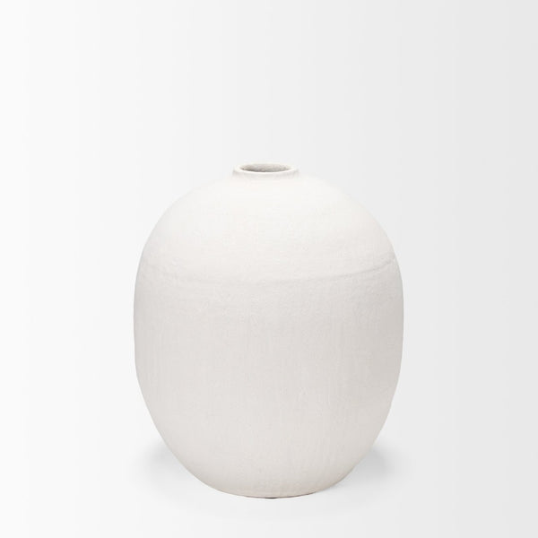 Mercana Karakum Elegant Textured Ceramic Vase - Sculptural Design for Modern and Boho Home Decor Styles White Ceramic | 23H 67678