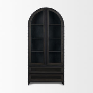 Mercana Gehry 72.3" H Industrial Display Cabinet with Glass Doors and Mango Wood Accents for Stylish Storage 67533