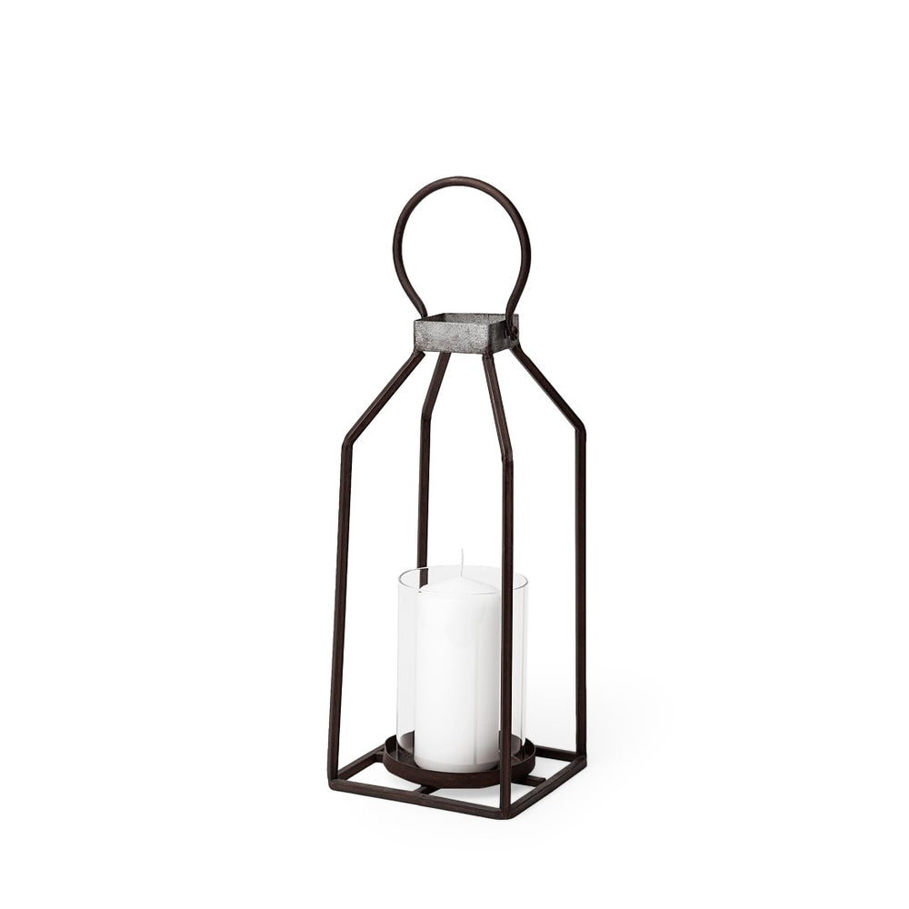 Mercana Kingston Rustic Metal Framed Candle Holder - Elegant Glass Votive for Warm Ambient Lighting Display 67244