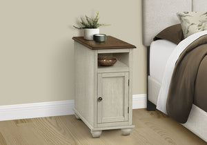 English Elm Accent Narrow Side Table with Drawer and Cabinet, Traditional Brown Veneer Nightstand for Living Room and Bedroom — Compact Lamp Table with Metal Knob Storage White 27 L x 25 W x 7 H B2710P219474