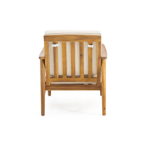 English Elm Christopher Knight Home® - Club Chairs Laurent Teak Finish Acacia Outdoor Chair, 500lb Capacity, Weather-Resistant Slat Design, Thick Cushion 68624.00BGE