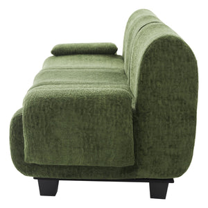 English Elm Oversized Chenille Chaise Lounge Deep Seat Sculptural Armrests Modern Living Room Retreat N763P326131F