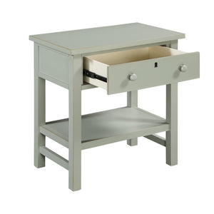 English Elm Finley Rustic 1-Drawer Nightstand with Open Shelf, Distressed Wood Finish, Dovetail Drawer Craftsmanship Antique Gray B050P376952