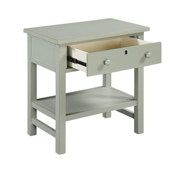 English Elm Finley Rustic 1-Drawer Nightstand with Open Shelf, Distressed Wood Finish, Dovetail Drawer Craftsmanship Antique Gray B050P376952