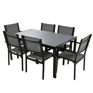 English Elm U-Style Steel Outdoor Table and Chair Set for Patio Balcony Backyard — Durable 7-Piece, Heavy-Duty Seats Gray WY000401AAE