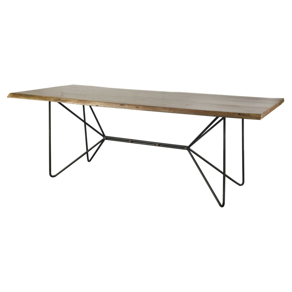Mercana Papillion II Rectangular Dining Table - Live Edge Acacia Wood with Butterfly-Inspired Iron Base 67623-AB